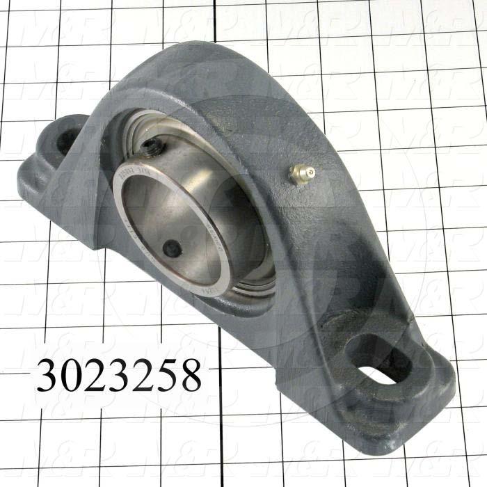Mounted Bearing Units, Ball, Pillow Block Housing Type, 2.19" Inside Diameter, Slot 5/8" X 15/32" Mounting Holes, 8.38" Overall Length, 4.94" Height, 2.25" Base Width