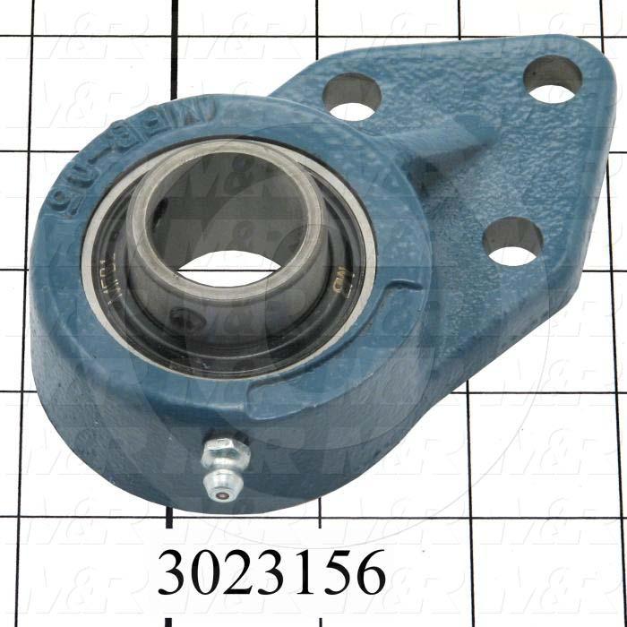 Mounted Bearing Units, Ball, Three-Bolt Flange Bracket Housing Type, 1.00" Inside Diameter, 3/8" Mounting Holes, 4.75" Overall Length, 1.50 in. Height, 21.43 mm Width
