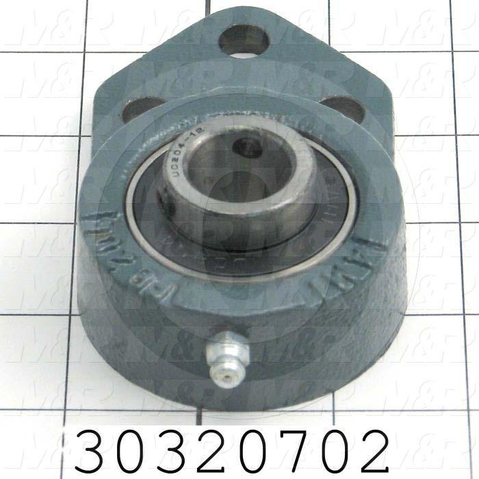 Mounted Bearing Units, Ball, Three-Bolt Flange Housing Type, 0.75 in. Inside Diameter, Double Sealed Seal Type, 5/16" Bolt Mounting Holes, 4.25 in. Height, 2.50 in. Width