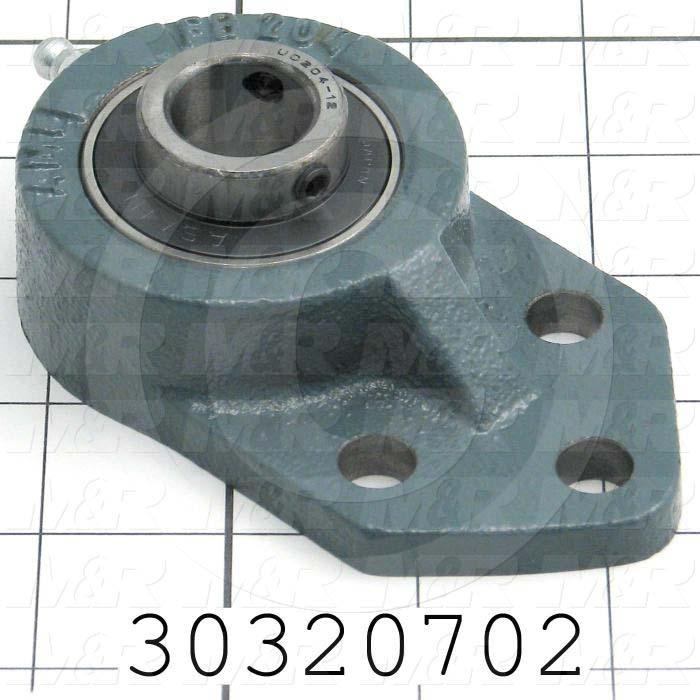Mounted Bearing Units, Ball, Three-Bolt Flange Housing Type, 0.75 in. Inside Diameter, Double Sealed Seal Type, 5/16" Bolt Mounting Holes, 4.25 in. Height, 2.50 in. Width