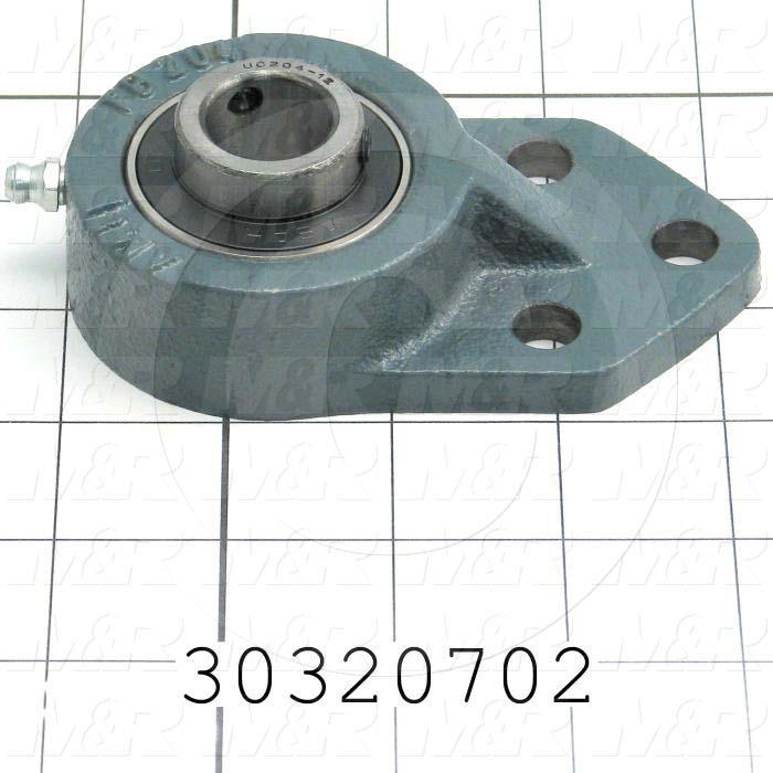 Mounted Bearing Units, Ball, Three-Bolt Flange Housing Type, 0.75 in. Inside Diameter, Double Sealed Seal Type, 5/16" Bolt Mounting Holes, 4.25 in. Height, 2.50 in. Width