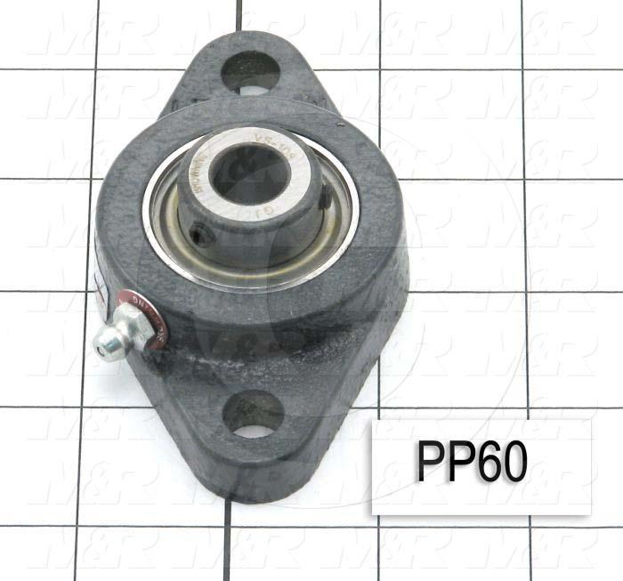 Mounted Bearing Units, Ball, Two-Bolt Flange Housing Type, 0.50 in. Inside Diameter, Double Shielded Seal Type, 3/8" Bolt Mounting Holes, 4.00 in. Overall Length, 1.06" Height, 2.25" Width