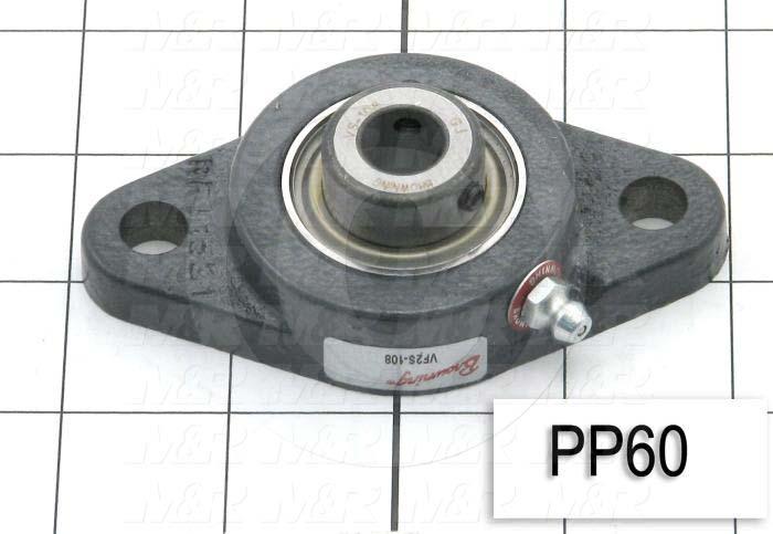 Mounted Bearing Units, Ball, Two-Bolt Flange Housing Type, 0.50 in. Inside Diameter, Double Shielded Seal Type, 3/8" Bolt Mounting Holes, 4.00 in. Overall Length, 1.06" Height, 2.25" Width