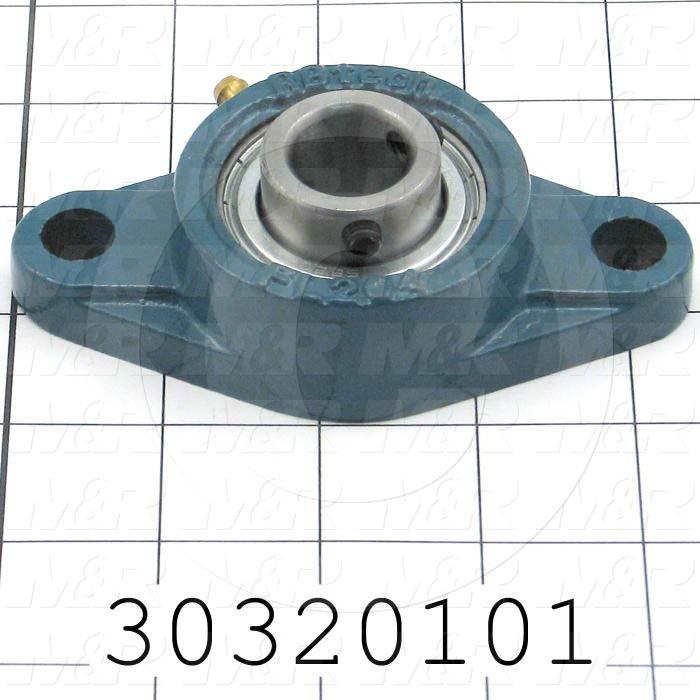 Mounted Bearing Units, Ball, Two-Bolt Flange Housing Type, 0.75 in. Inside Diameter, Double Shielded Seal Type, 7/16" Mounting Holes, 4.50" Overall Length, 1.25" Height, 2.38 in. Width