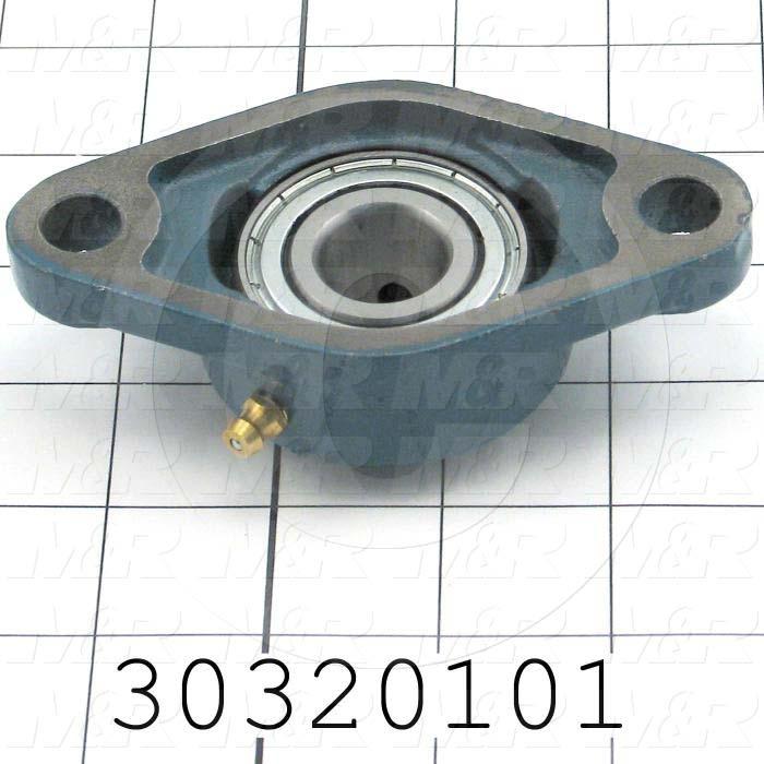 Mounted Bearing Units, Ball, Two-Bolt Flange Housing Type, 0.75 in. Inside Diameter, Double Shielded Seal Type, 7/16" Mounting Holes, 4.50" Overall Length, 1.25" Height, 2.38 in. Width