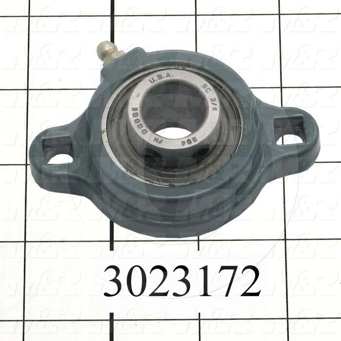 Mounted Bearing Units, Ball, Two-Bolt Flange Housing Type, 0.75 in. Inside Diameter, Square 11"/32" Mounting Holes, 3.44" Overall Length, 1 in. Height, 2.25" Width