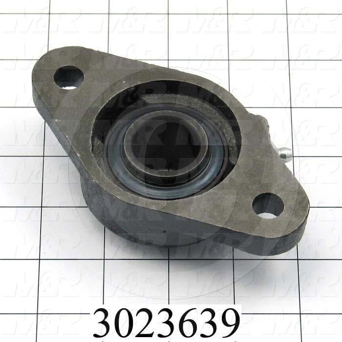 Mounted Bearing Units, Ball, Two-Bolt Flange Housing Type, 1.00" Inside Diameter, High Temp. 400  Deg. F Seal Type, 0.906" Mounting Holes, 4.88 in. Overall Length, 1.44" Height
