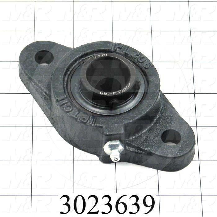 Mounted Bearing Units, Ball, Two-Bolt Flange Housing Type, 1.00" Inside Diameter, High Temp. 400  Deg. F Seal Type, 0.906" Mounting Holes, 4.88 in. Overall Length, 1.44" Height