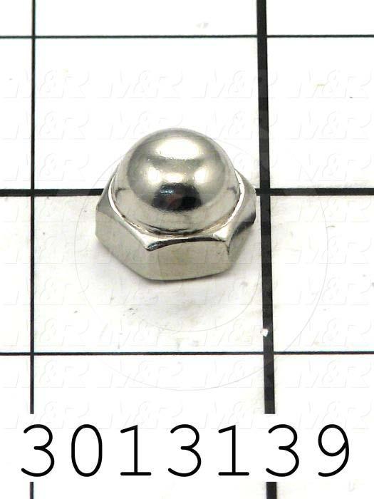 Nuts, Acorn Hex, 3/8-16 Thread Size, Right Hand, Steel, Nickel