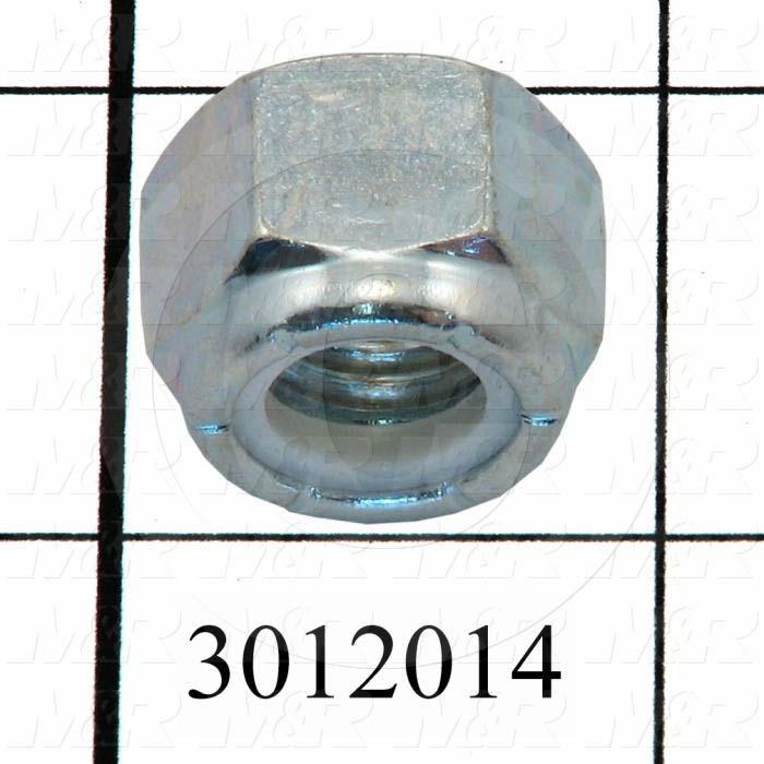 Nuts, Elastic Stop, 1/2-13 Thread Size, Right Hand, Steel, Zinc, With Nylon