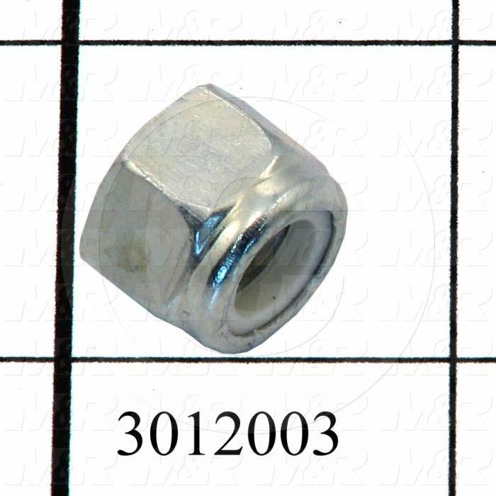 Nuts, Elastic Stop, 3/8-16 Thread Size, Right Hand, Steel, Zinc, With Nylon