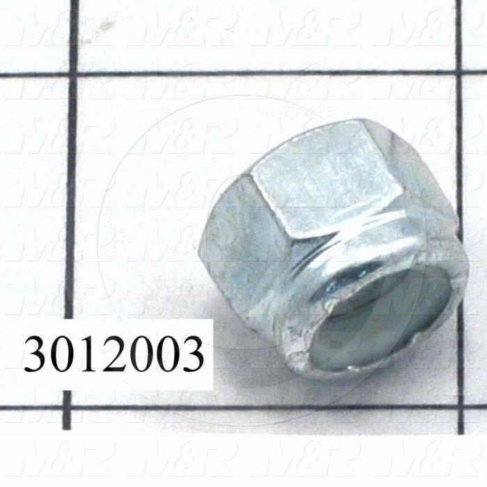 Nuts, Elastic Stop, 3/8-16 Thread Size, Right Hand, Steel, Zinc, With Nylon
