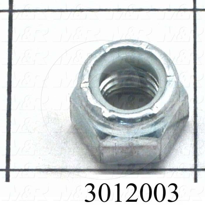 Nuts, Elastic Stop, 3/8-16 Thread Size, Right Hand, Steel, Zinc, With Nylon