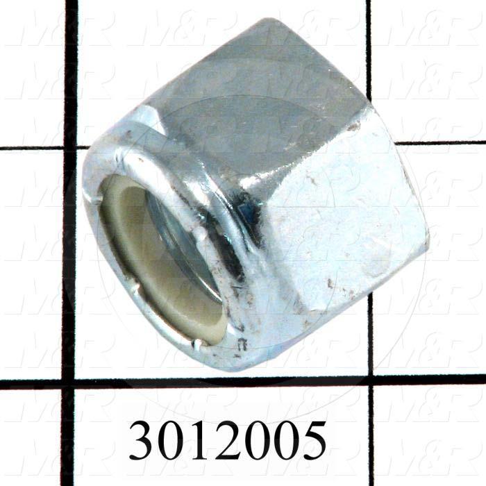 Nuts, Elastic Stop, 5/8-11 Thread Size, Right Hand, Steel, Zinc, With Nylon