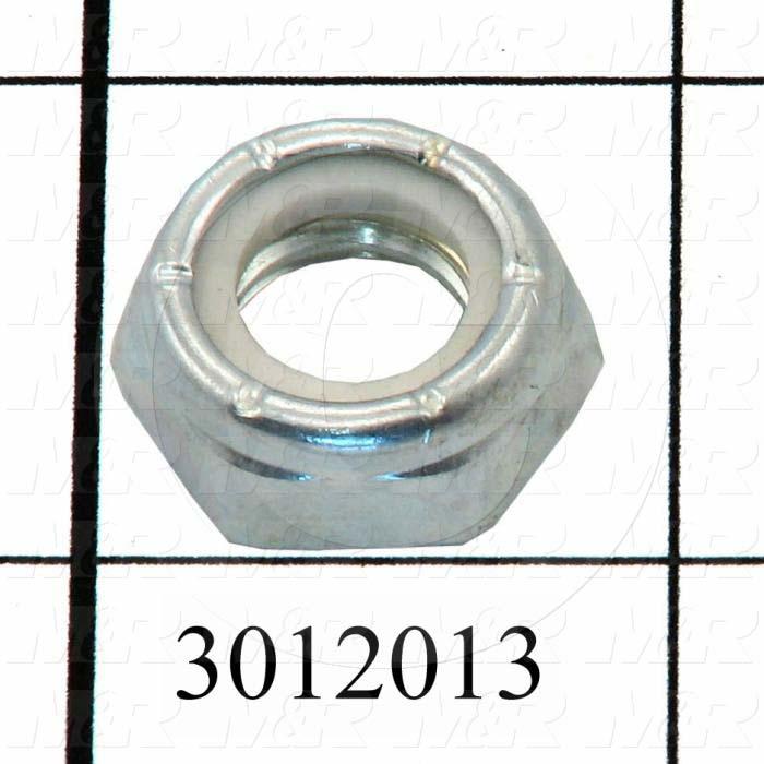 Nuts, Elastic Stop Jam, 1/2-13 Thread Size, Right Hand, Steel, Zinc, With Nylon