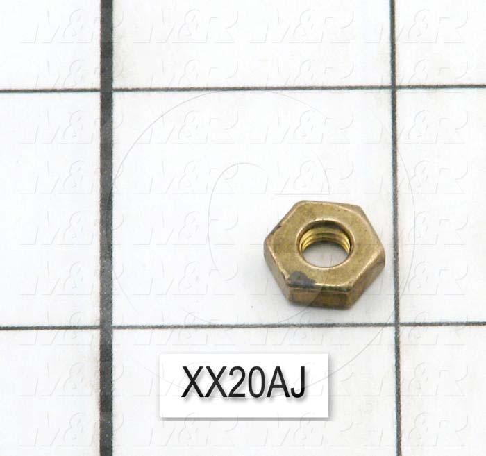 Nuts, Hex, 10-32 Thread Size, Right Hand, 0.125" Thickness, Bronze, Plain