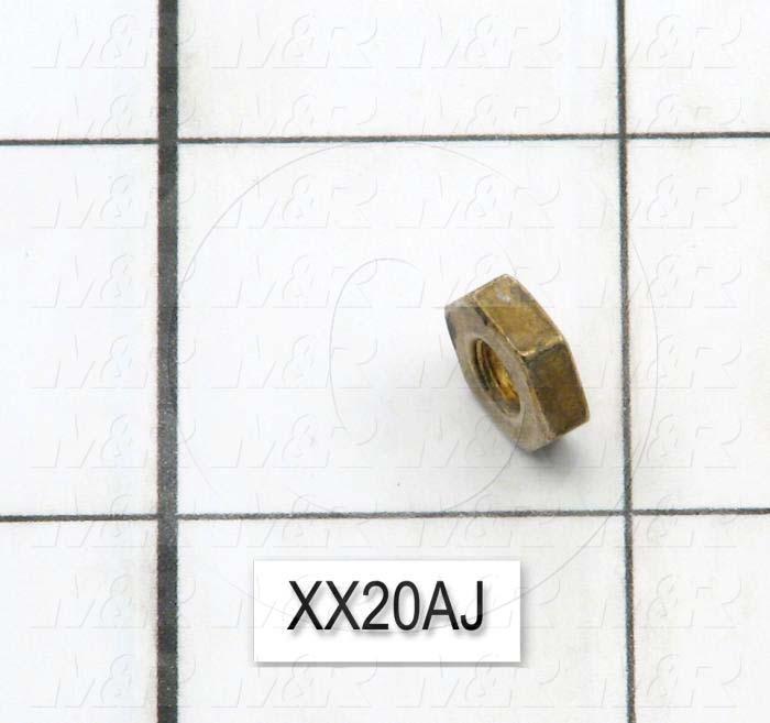 Nuts, Hex, 10-32 Thread Size, Right Hand, 0.125" Thickness, Bronze, Plain