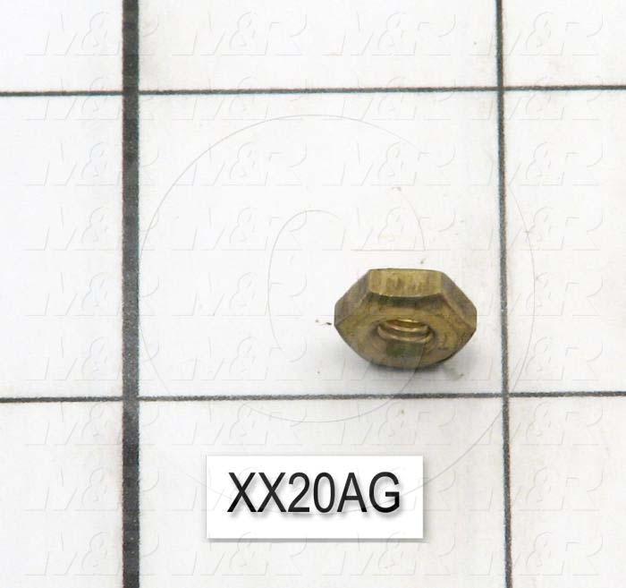 Nuts, Hex, 8-32 Thread Size, Right Hand, 0.125" Thickness, Brass