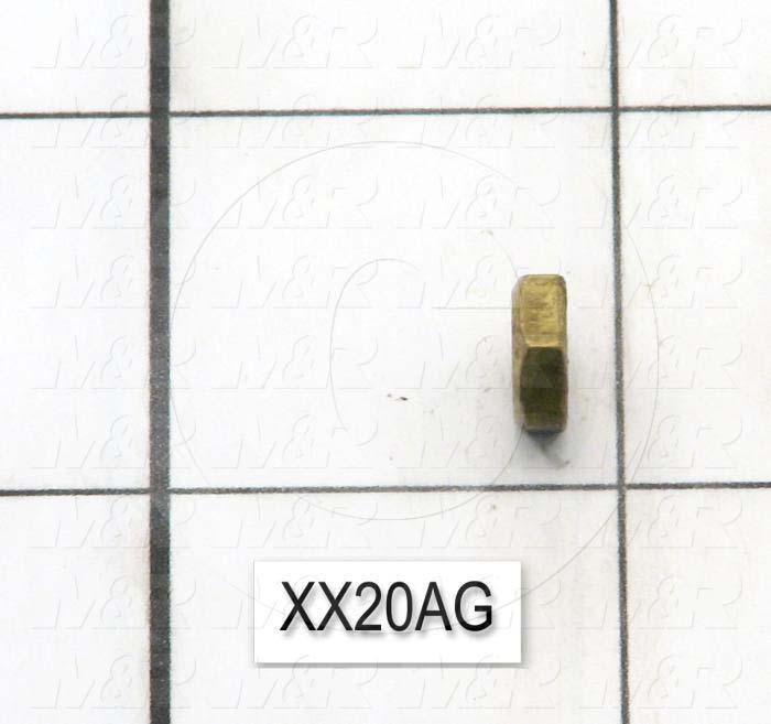 Nuts, Hex, 8-32 Thread Size, Right Hand, 0.125" Thickness, Brass