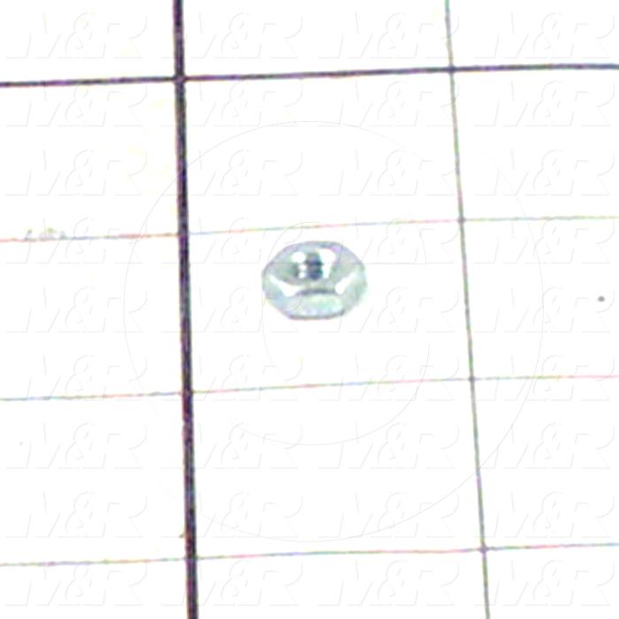 Nuts, Hex, 8-32 Thread Size, Right Hand, 0.125" Thickness, Steel, Zinc