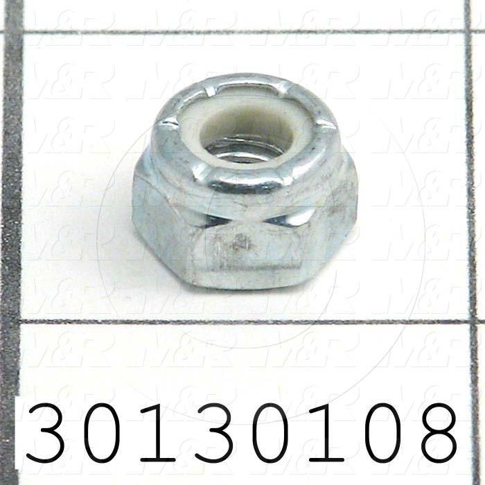 Nuts, Lock, 1/4-20 Thread Size, Right Hand, Steel, Zinc, With Nylon