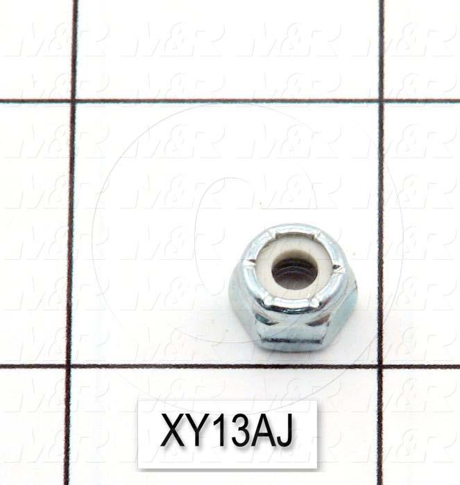 Nuts, Lock, 10-32 Thread Size, Right Hand, Steel, Zinc Plated, With Nylon