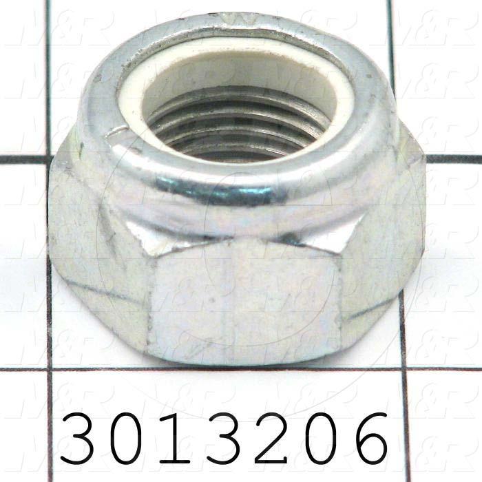 Nuts, Lock, Grade Class 8, M16 Thread Size, Right Hand, 16mm Thickness, Steel, Zinc