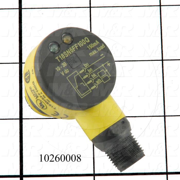 Photoeletric Sensor, 4mm threaded, Fixed Field, 4" Sensing Range, NPN, 10-30VDC