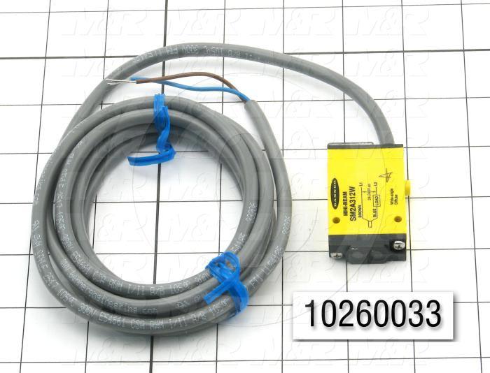 Photoeletric Sensor, 4mm threaded, Mini-Beam Diffuse, 125mm Sensing Range, 24-240V, 2m Cable