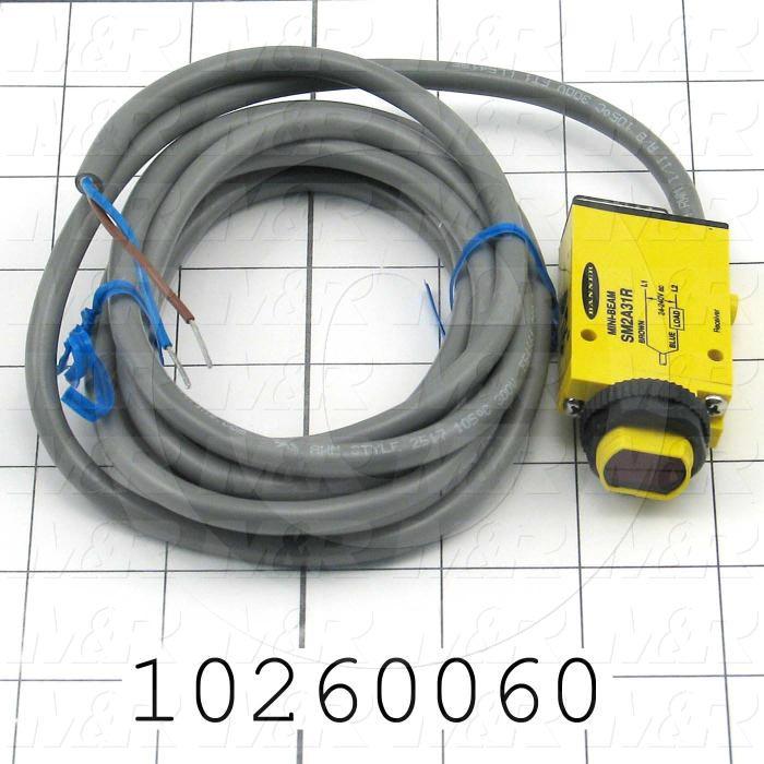 Photoeletric Sensor, Receiver, 4mm threaded, Mini-Beam, 3m Sensing Range, SPST Relay, 24-240V, 2m Cable