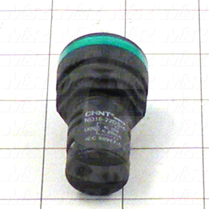 Pilot Lamp, 22mm, Green, LED, Unibody, 110VDC