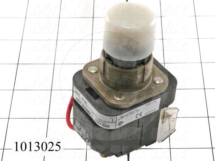 Pilot Lamp, Push to Test, Round, White, 460V, 10A