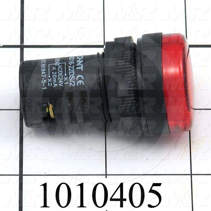 Pilot Lamp, Round, 22mm, Red, LED, Unibody, 24VDC