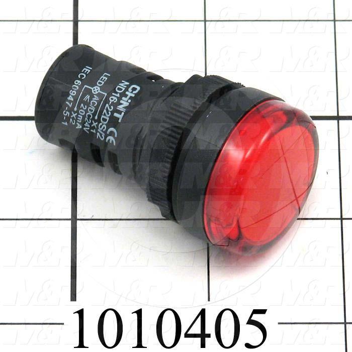 Pilot Lamp, Round, 22mm, Red, LED, Unibody, 24VDC