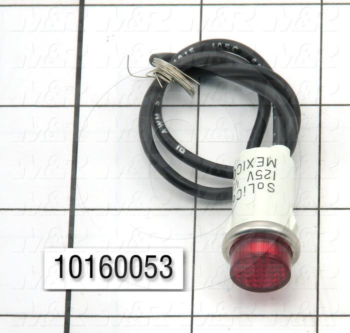 Pilot Lamp, Round, Red, Neon, 120V