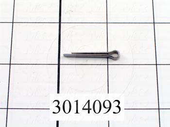 Pin, Cotter, 0.094" Diameter, 0.750" Overall Length, Stainless Steel Material, Plain Finish