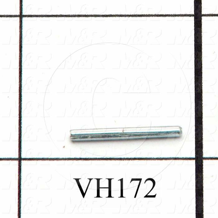 Pin, Groove Dowel Pin, 0.063" Diameter, 0.625" Overall Length, Steel Material, Zinc Finish