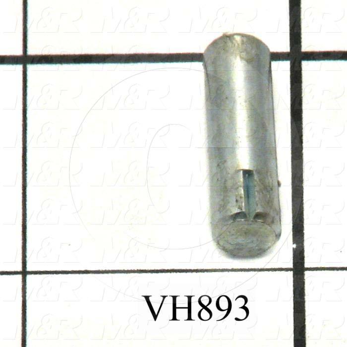 Pin, Groove Dowel Pin, Type C, 0.25 in. Diameter, 0.875" Overall Length, Alloy Steel Material, Note : RC45-50, Zinc Finish