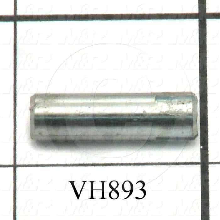 Pin, Groove Dowel Pin, Type C, 0.25 in. Diameter, 0.875" Overall Length, Alloy Steel Material, Note : RC45-50, Zinc Finish
