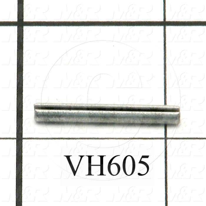 Pin, Roll Pin, 0.13 in. Diameter, 1.00" Overall Length, Carbon Steel Material, Cadmium Finish