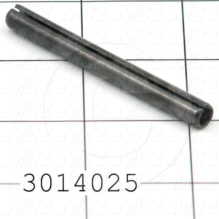 Pin, Roll Pin, ANSI, 0.25 in. Diameter, 2.50 in. Overall Length, Spring-Tempered Steel Material