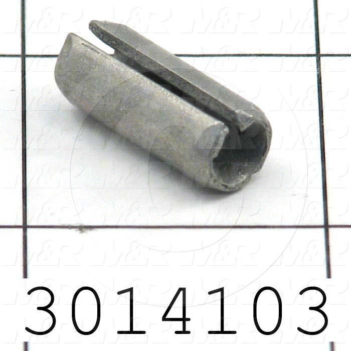 Pin, Roll Pin, ANSI, 0.312" Diameter, 0.750" Overall Length, Spring-Tempered Steel Material, Zinc Finish