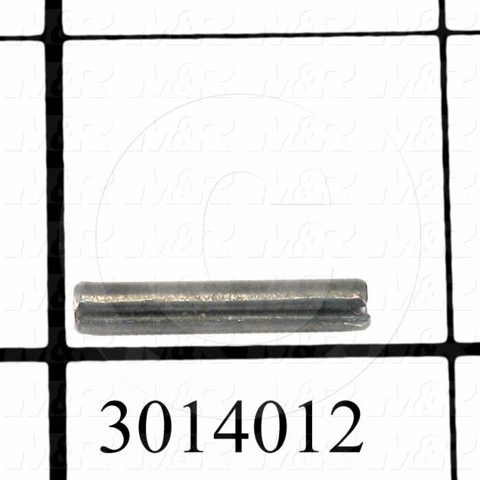 Pin, Spring Pin Slotted, ANSI, 0.13 in. Diameter, 0.750" Overall Length, Spring-Tempered Steel Material