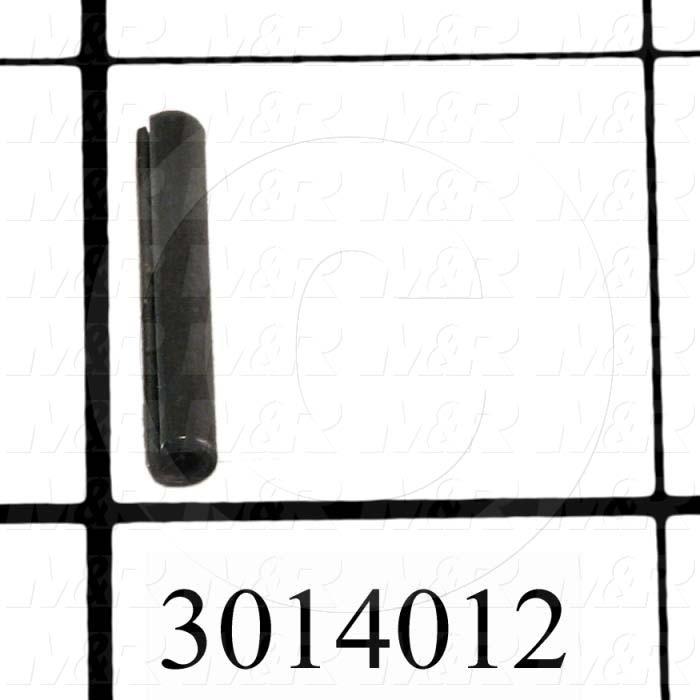 Pin, Spring Pin Slotted, ANSI, 0.13 in. Diameter, 0.750" Overall Length, Spring-Tempered Steel Material