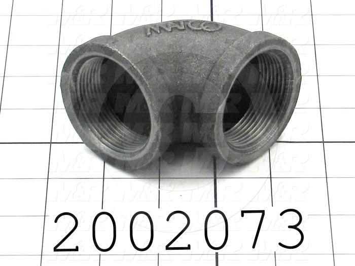 Pipe Fittings & Connectors, 90 deg Elbow Type, 1 1/2" NPT Pipe Size, Black Cast Iron Material, Female Both Ends