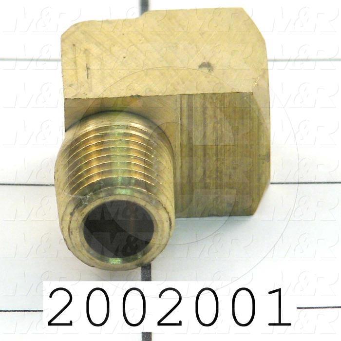 Pipe Fittings & Connectors, 90 deg Elbow Type, 1/4" NPT Pipe Size, Brass Material