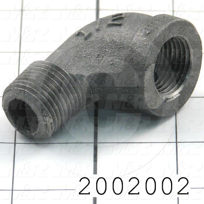 Pipe Fittings & Connectors, 90 deg Elbow Type, Black Cast Iron Material, 1/2" NPT x 1/2" NPT Male x Female