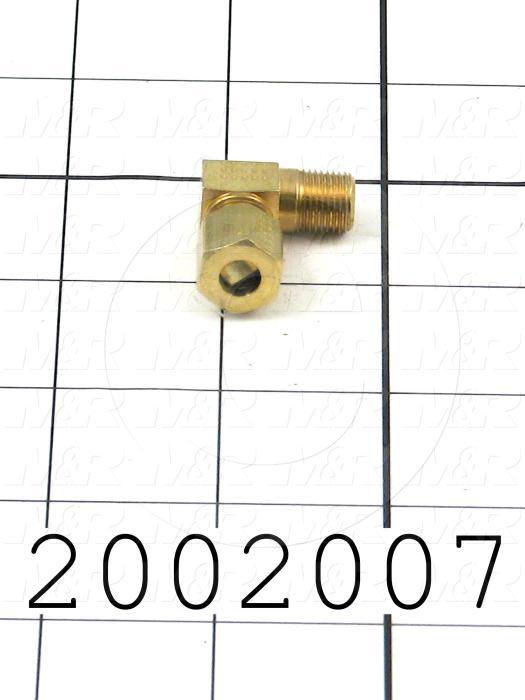 Pipe Fittings & Connectors, 90 deg Elbow Type, Brass Material, A x B 1/4" - 1/8"