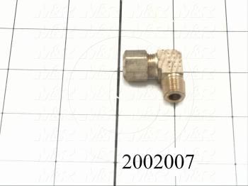 Pipe Fittings & Connectors, 90 deg Elbow Type, Brass Material, A x B 1/4" - 1/8"