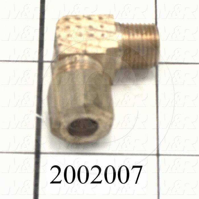 Pipe Fittings & Connectors, 90 deg Elbow Type, Brass Material, A x B 1/4" - 1/8"